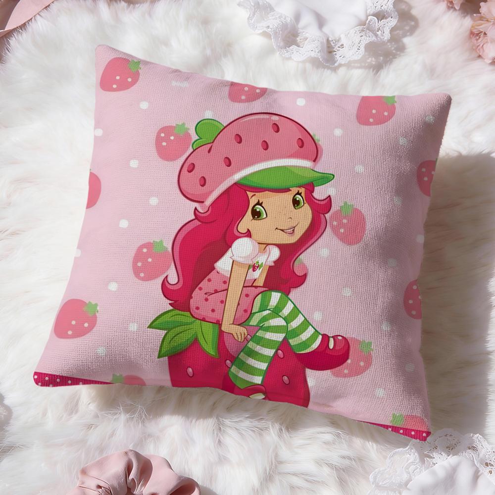 s-Strawberry Shortcake Cushion Cover Premium Comfort Reversible Pillow Cove -Two in One Design for Any Room & Car Interior