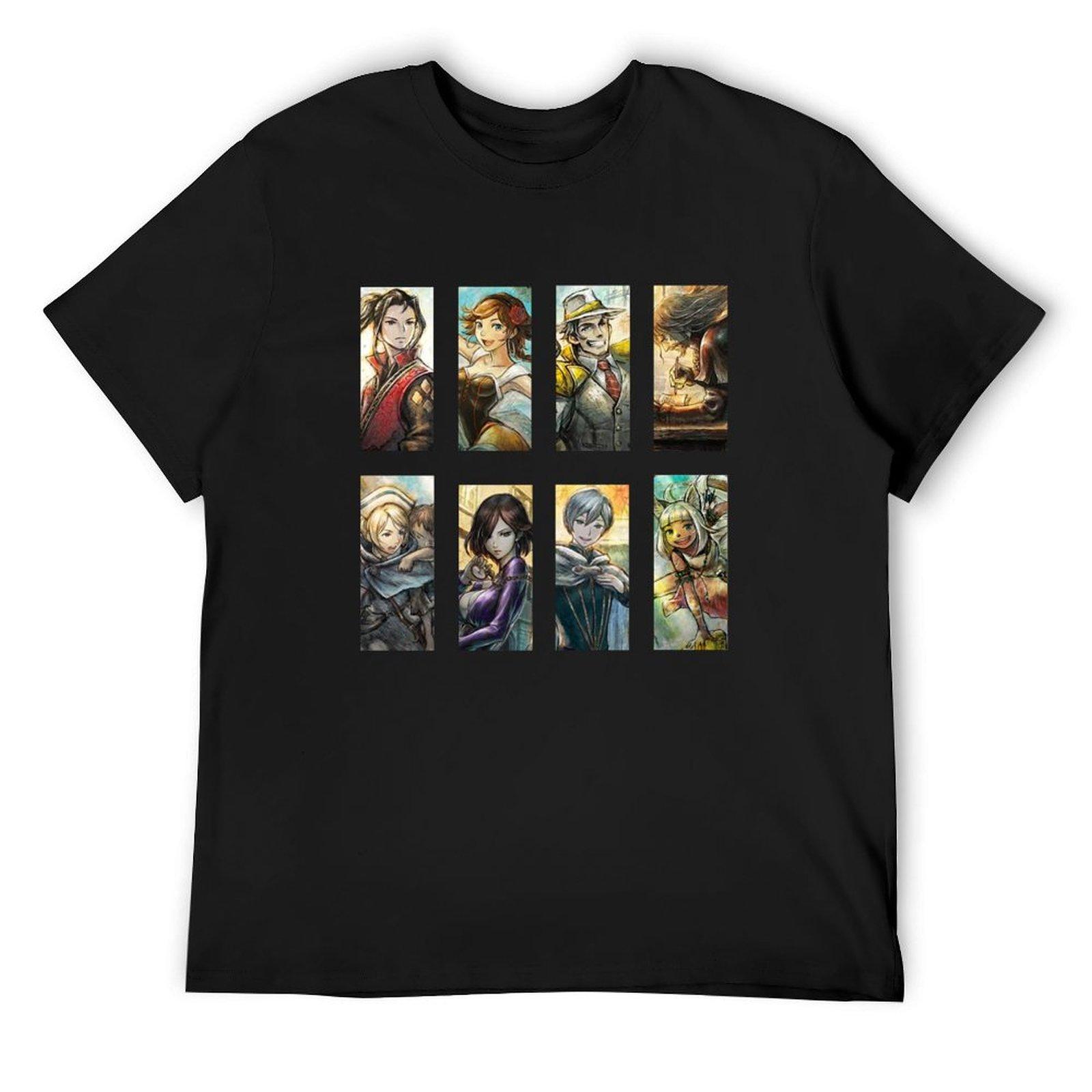 

Octopath traveler 2 all heroes T-Shirt custom shirt cute clothes boys whites mens plain t shirts 4XL