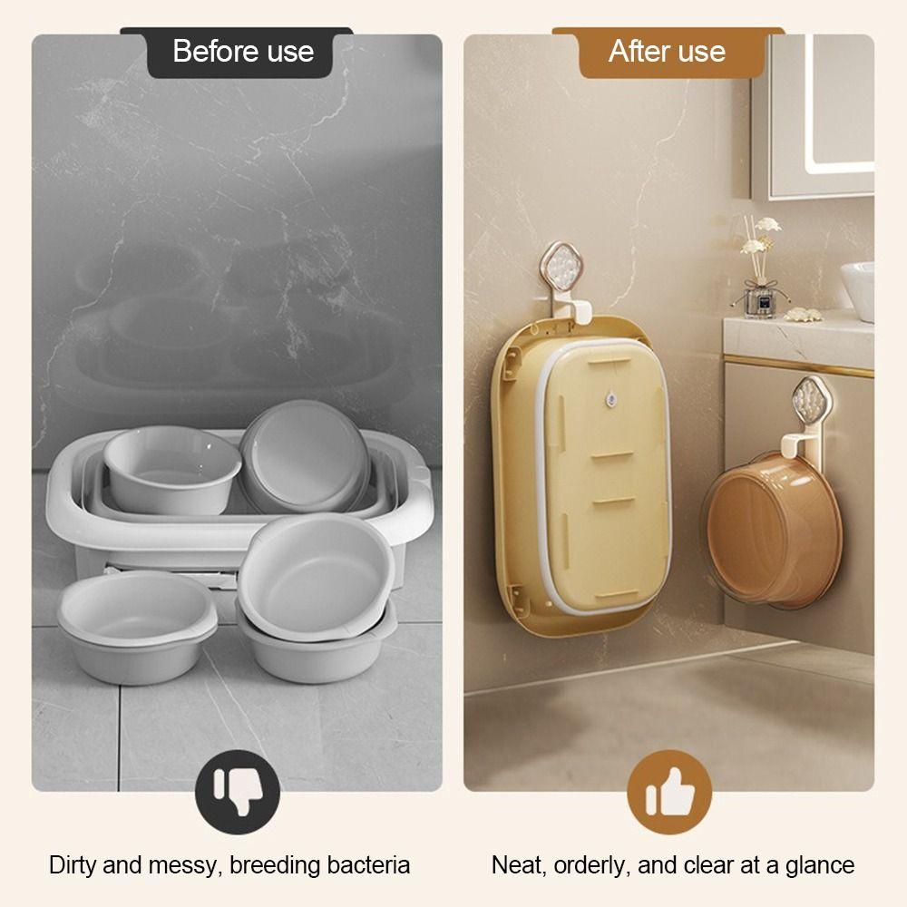 Plastic Basin Storage Rack Adjustable Household Hanging Shelf Durable Washbasin Hook