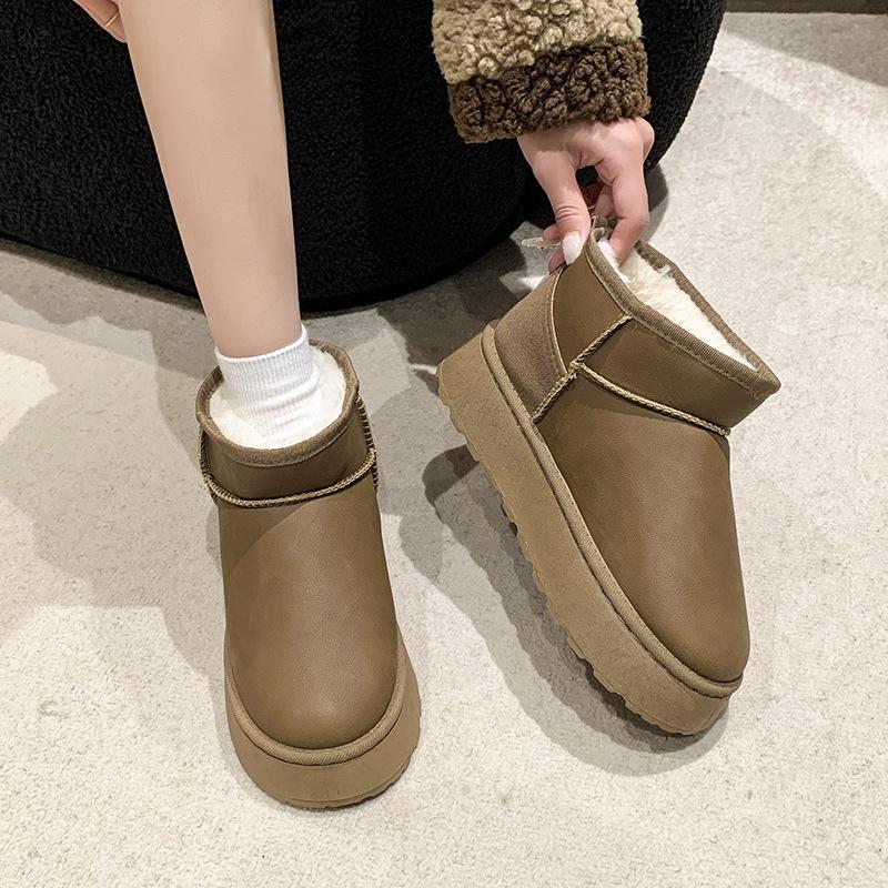 Schneestiefel Damen neu Winter vielseitig Samt verdickt warm rutschfest dicksohlig erhöhend Baumwollschuhe