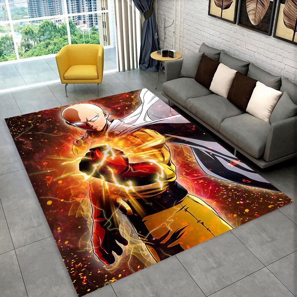 3D One Punch Man Saitama Cartoon Anime Teppich für Wohnzimmer Schlafzimmer Zuhause Sofa Dekoration, Kinder Spiel Rutschfeste Bodenmatte