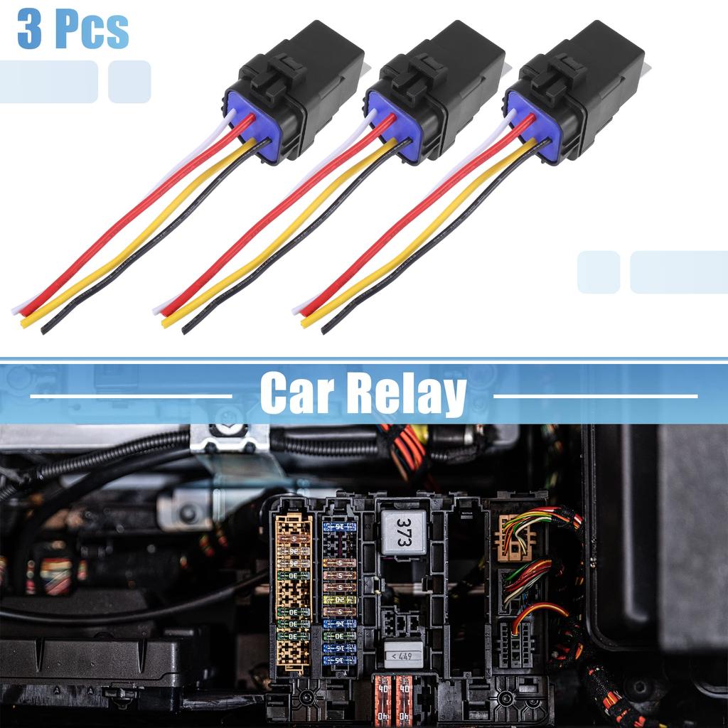 X AUTOHAUX Relay Socket Car Relay JD2912 4 Pole 40A DC24V Car Wire Bundle Switch Power Universal Waterproof 3 Pack