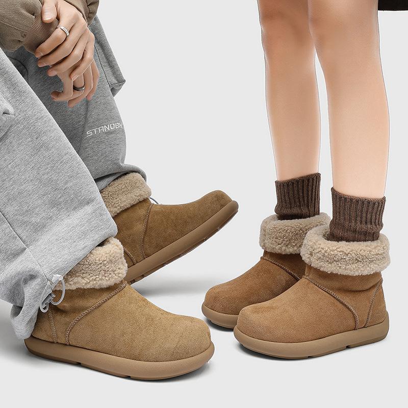 Korean version autumn and winter fluff short tube couple snow boots 22715-11715 apricot, brown, yellow-J