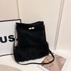 Tassel Fluff Bucket Bag Women's Bag Suede Underarm Bag Lamb Fluff Commuter Shoulder Messenger Bag