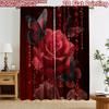 2D Flat Printing 2pcs Curtain Curtain Valentine's Red Rose Butterflies Digital Printed Polyester Drapes Festive Curtains for All