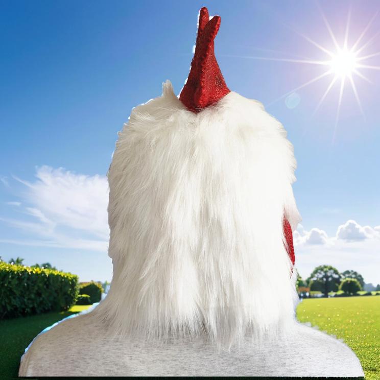 Nuova Maschera in Lattice con Cappuccio di Pollo Bianco Peluche Testa di Pollo Animale Divertente Travestimento Cos Halloween Maschera per Feste
