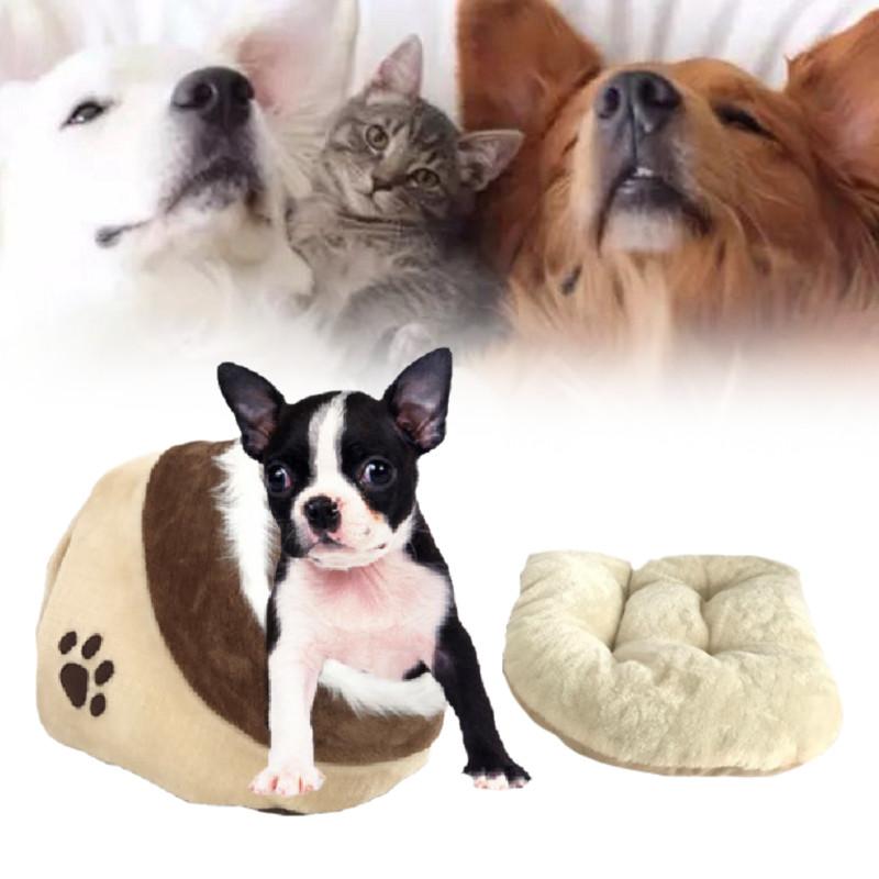 Cozy And Washable Cat Bed With Semi Enclosed Design For All Seasons In Brown And Gray