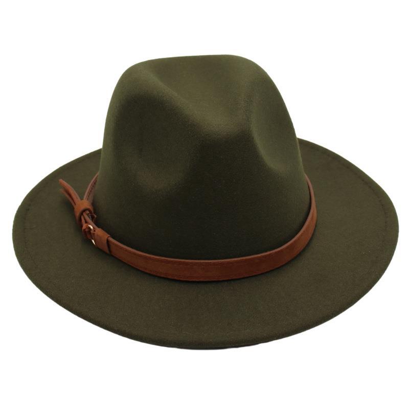 Gentleman'S Top Hat Vintage Jazz Hat Men'S And Women'S Elegant Felt Hat Belt Buckle Tweed Hat Light Luxury