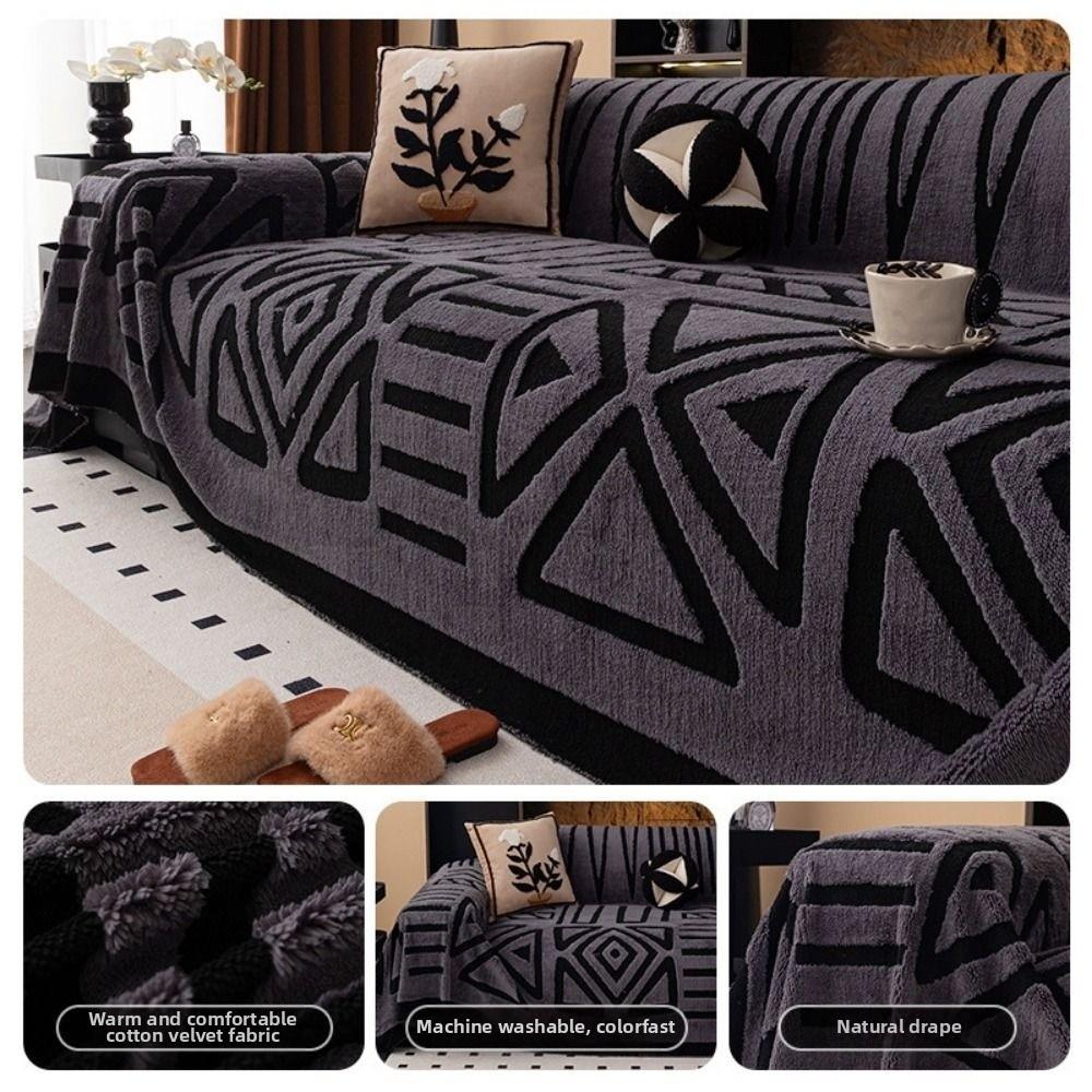 Fashion Vintage Interlocking Sofa Protector Comfort Warm Sofa Cover Non-Slip Sofa Towel