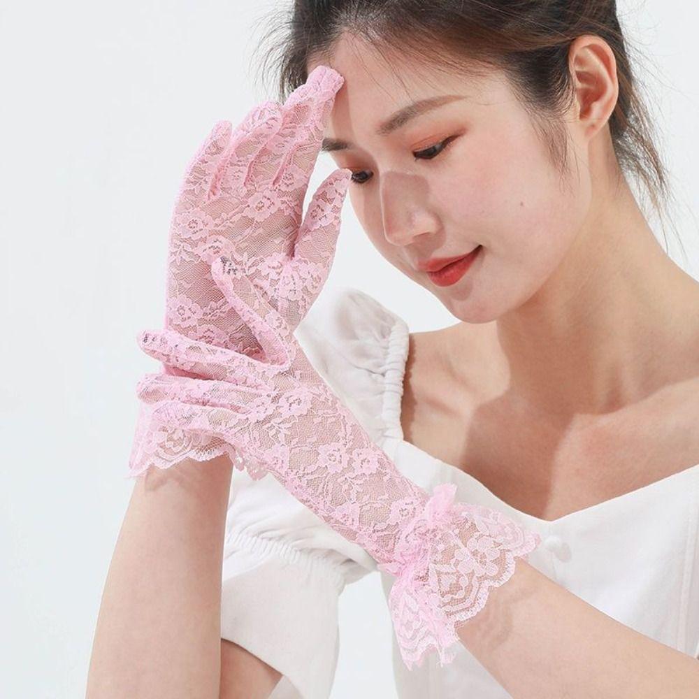 

Sun Protection Lace Flower Gloves Thin Summer Mittens Fashion Sunscrean Gloves Summer