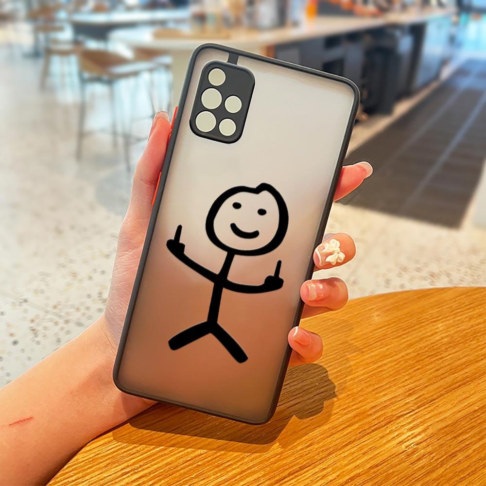 Cute Middle Finger Funny Man Galaxy A53 5G Case For Samsung A52 A52s A13 A14 A21S A23 A32 A33 A51 A71 A73 Phone Case Matte Cover