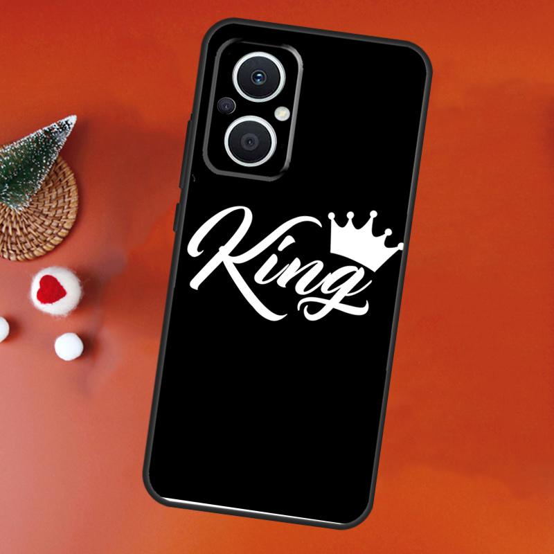 Crown QUEEN & KING Couples Case For OPPO Find X3 Lite X2 Neo X5 X6 Pro OPPO Reno 10 Pro 8T 5Z 4Z 4 5 6 7 8 Lite Cover