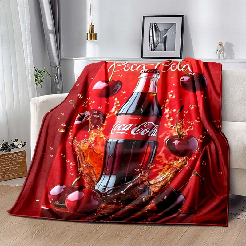 Coca-Cola Logo Flannel Blanket, Soft Throw Blanket for Bedroom