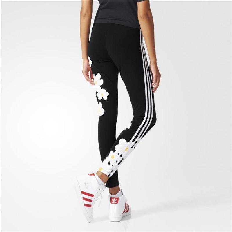 adidas Originals Printed Slim Fit Sports Casual Pants Women Bottoms Black AO3165