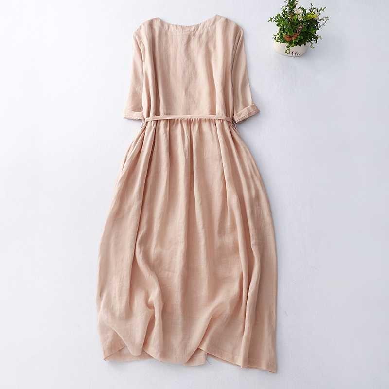 Spring and Summer Mid-length Long-sleeved Dress with A Waistline Design