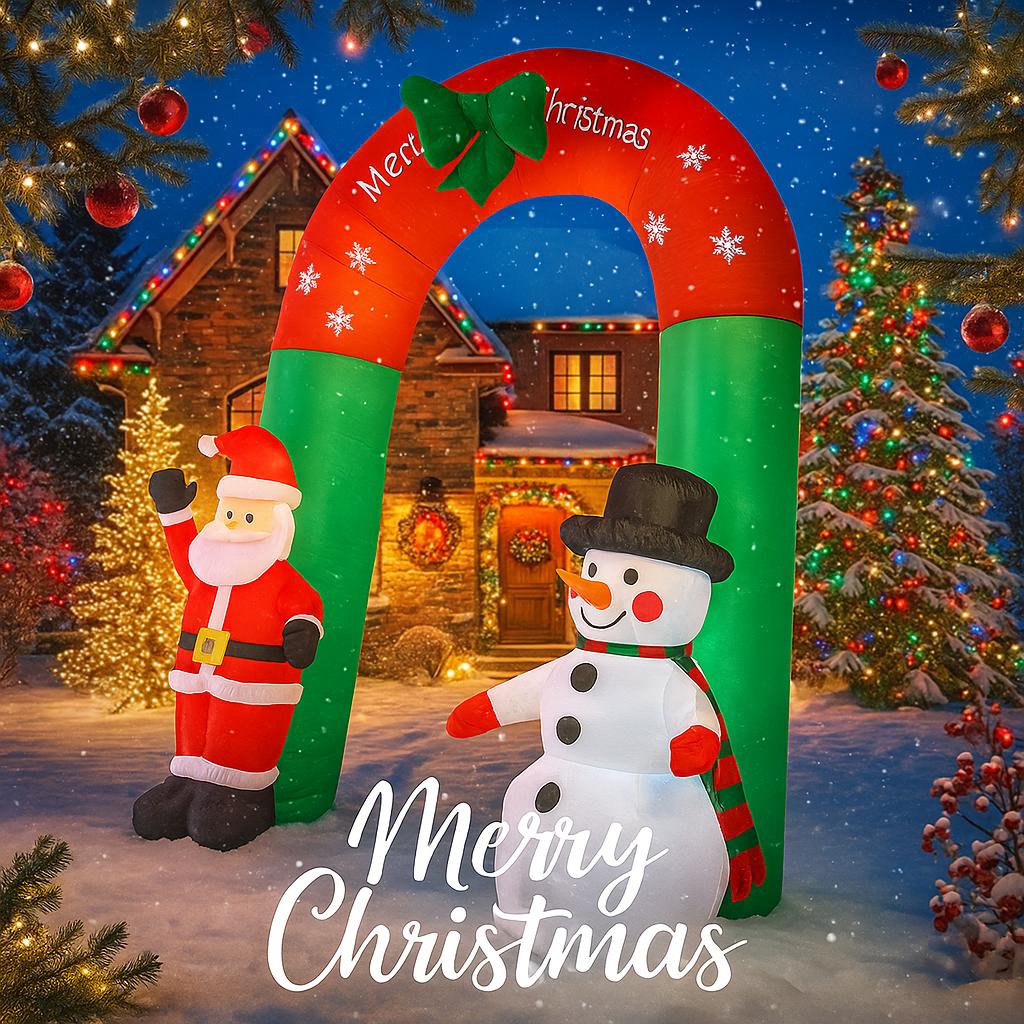7.87FT Inflatable Arch Santa Claus Snowma Toy Xmas Yard Lawn Party Decor With LED Lights Christmas Home Supplies Ornaments Gifts