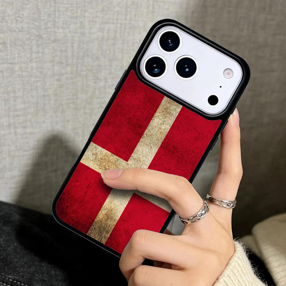 Capa Case for iPhone 17 Air 16 Pro Max 15 Plus 11 13 Mini 14 12 Back Phone Cover Denmark Flag