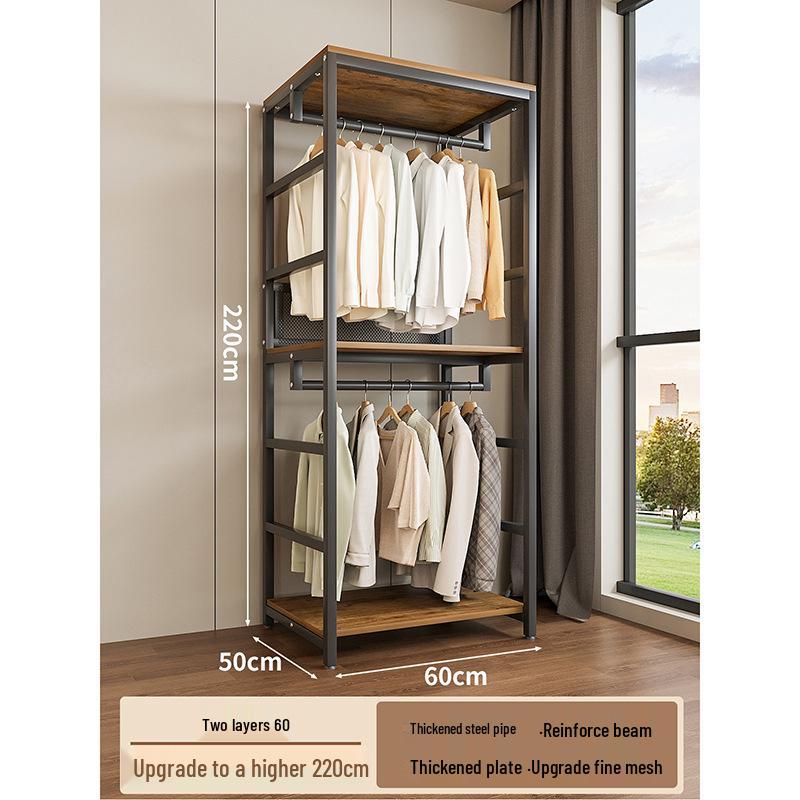 Metal Walk-In Wardrobe: Floor-Standing Clothes Rack, Open Garment and Hat Rack, Bedroom Shelf Assembly
