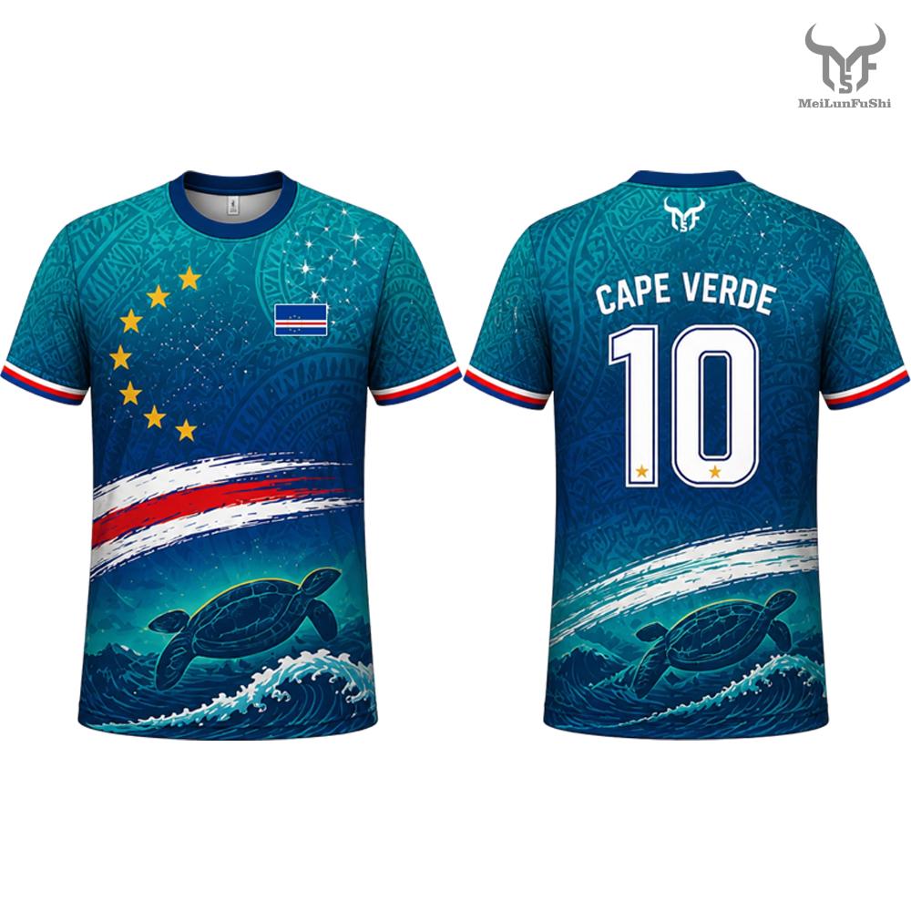 Hengyuan17 Kaapverdi&euml; Vlag Bedrukt Shirt 2026 Nieuw Mannen Sneldrogend Ademend Voetbal Trainingsuniform Heren En Dames Casual Streetwear 5XL
