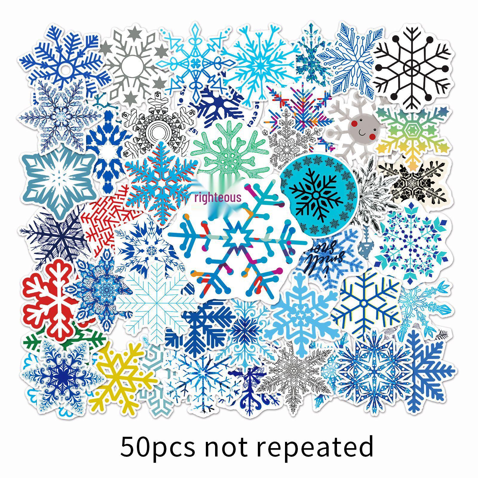 50 Cartoon Snowflake Pattern DIY Notebook & Scooter Creative Stickers