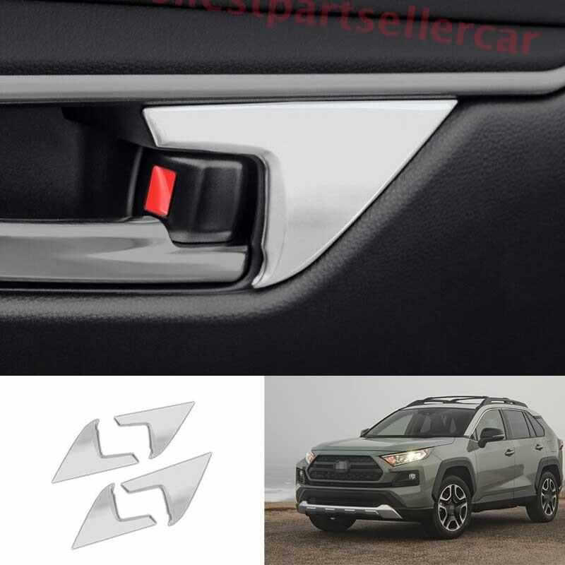 For Toyota RAV4 19-24 Silver Steel Inner Door Handle Lock Frame Trim 4PCS