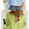 Spring and Autumn Solid Color Casual Loose Long-sleeved Linen Shirts In Stock