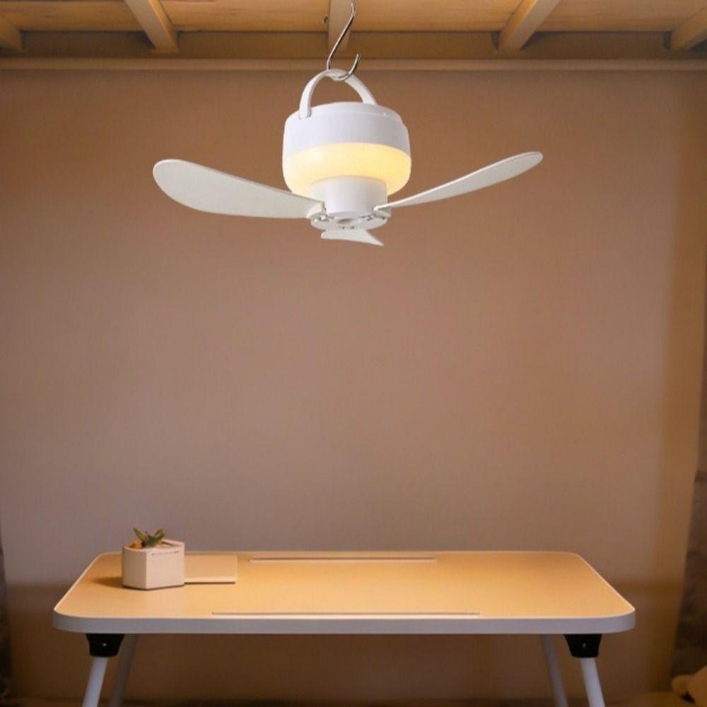 USB Rechargeable Ceiling Fan Light Silent Operation Ceiling Lamp Hanging Fan Light  Camping Tent