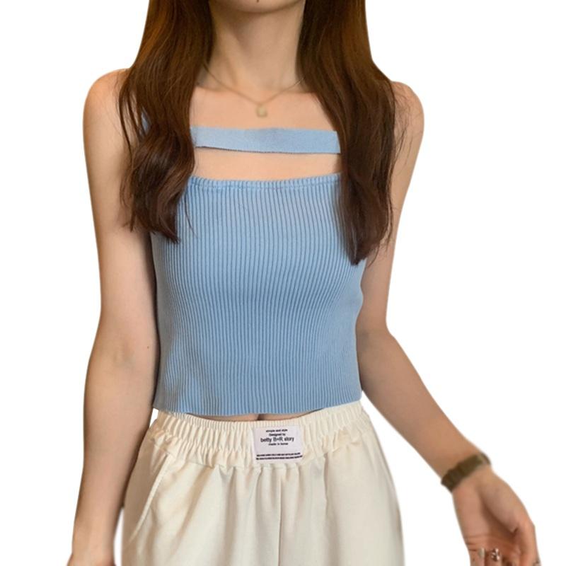 

Женские трикотажные топы-майки с открытой спиной, укороченные топы без рукавов