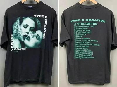 Sommer Herren Baumwolle T-Shirt Typ O Negativ Band Basic Stil Schwarz Kurzarm T-Shirt Schwarzes Tee Damen Herren Streetwear Kleidung