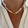 Elegant Jewelry Shell Heart Pendant Necklace Irregula Imitation Pearl Chain Unquie Women Valentine's Fashion Necklace N0436