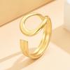 18K Gold Vacuum-Plated INS Style Openwork Stainless Steel Ring for Women