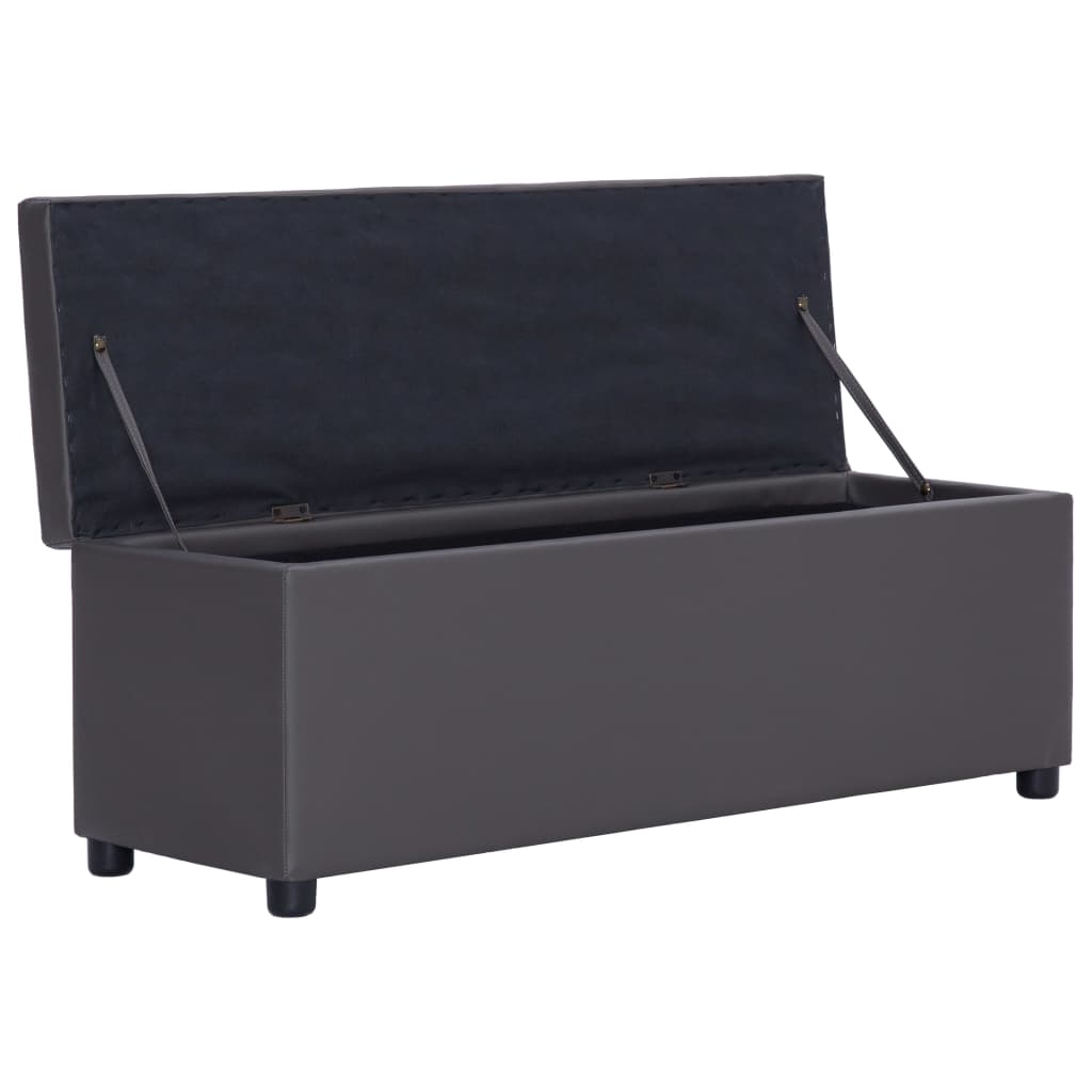 Storage Bench with Compartment 116 cm Grey Faux Leather