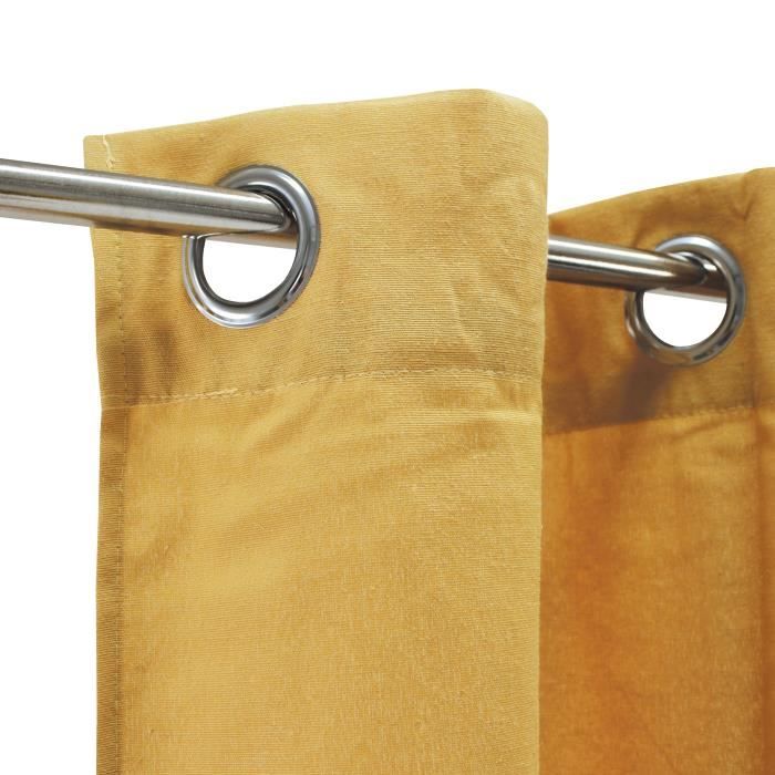 COTTON LOOK - Denim-style Polycotton Curtain Perfect for Dressing Your Windows 140 X 250 Cm Yellow