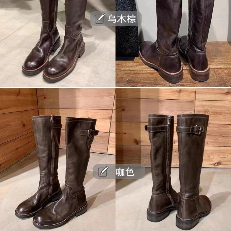 Chaussures de Luxe pour Femmes Marque Cuir Véritable Semelles Épaisses Bottes de Chevalier Bottes Hautes pour Femmes Chaussures pour Femmes Chaussures Zapatos De Mujer