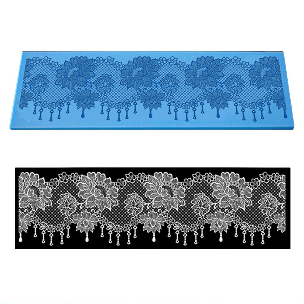 Elegant Peony Flowers Pattern Lace Silicon Mold for Fondant Cake Brim Decor