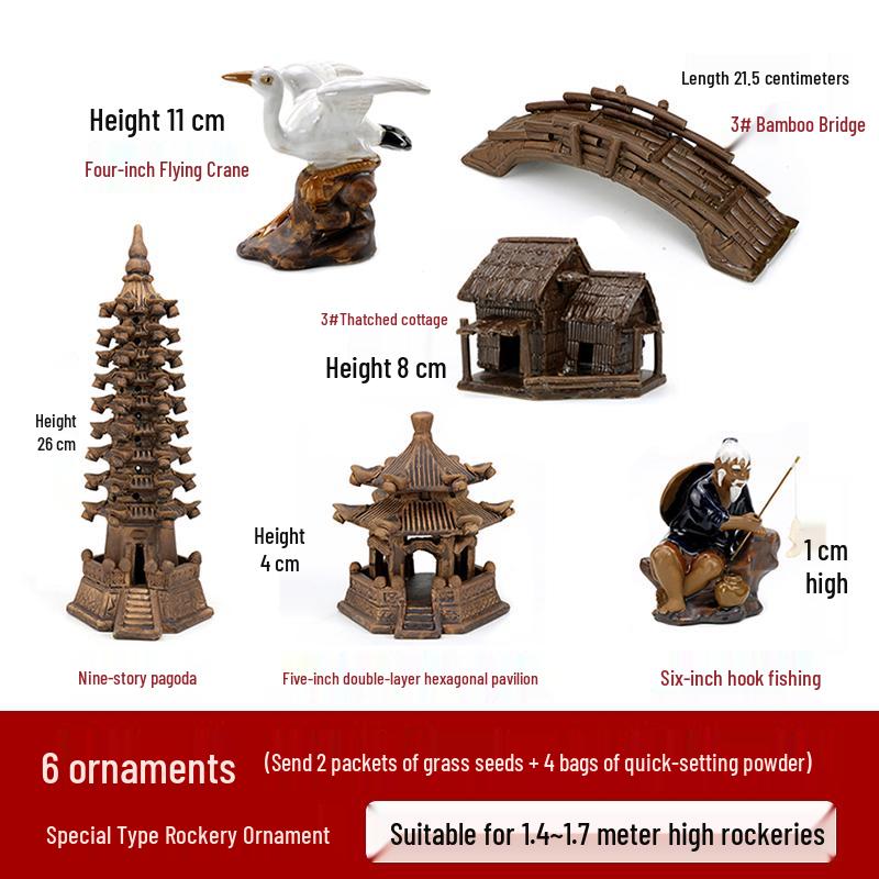 Rocalla de Piedra de Montaña Cerámica para Estanques de Peces, Decoraciones de Bonsái - Adornos de Paisaje para Patio.