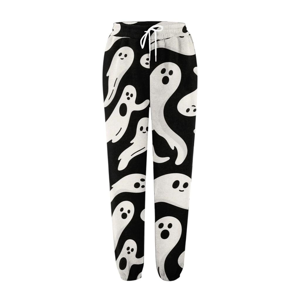 Women's Sports Pants With Pockets Fashion Halloween Print Elastic Waist Pants Casual Sweatpants Pants