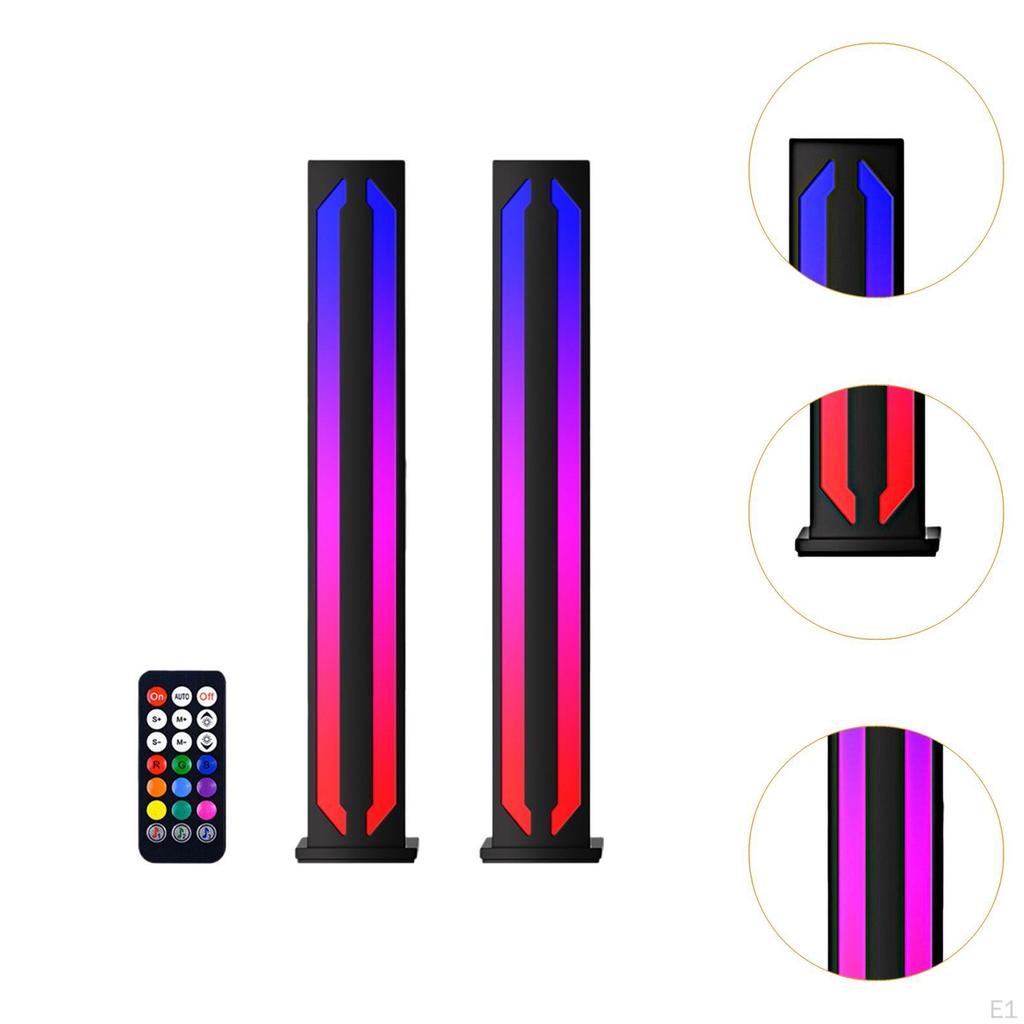 2 Pieces LED RGB Light Bar Portable Ambient Lighting for PC Bed Room Desktop Black
