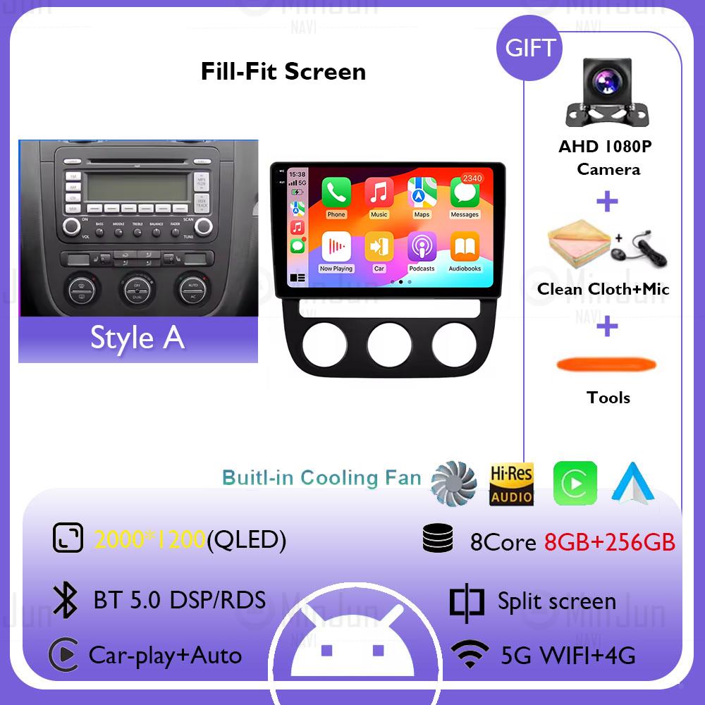 2K Screen Android 14 Car GPS Radio Multimedia For Volkswagen Jetta 5 2005 - 2010 Car Radio Multimedia Video Player Navigation