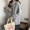 2025 Fall/Winter Women's Korean-Style Loose Half-Zip Hoodie with Slimming Velvet