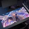 Gaming Mouse Pad Antislip Rubber Stitched Edges HD Vibrant Galaxy Anime Girl with Crystal Pattern Extended Keyboard Pad