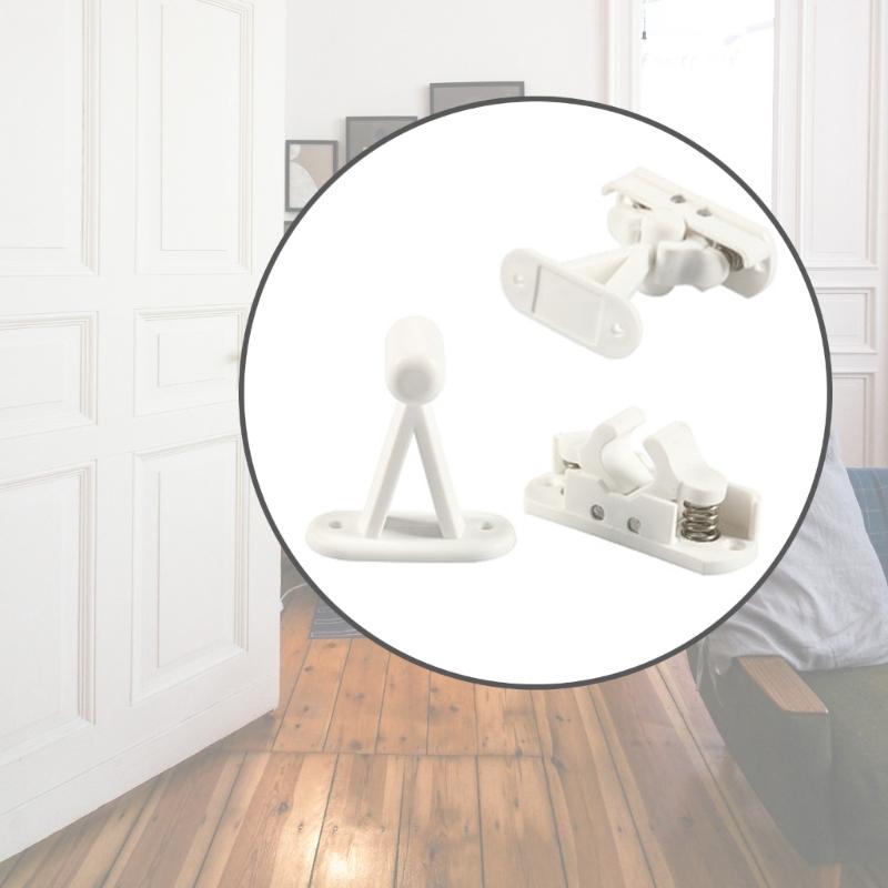 Door Retainer Set, T Shape Door Stop Retaining Catch Holder Set White Nylon for Campers RVs Motorhomes Caravans