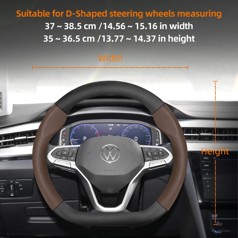 Suitable for Volkswagen Breathable Leather Matte Carbon Fiber Texture Steering Wheel Cover Suitable for Polo Golf 5 6 7 Gol Cc Passat B6 B8 Jetta