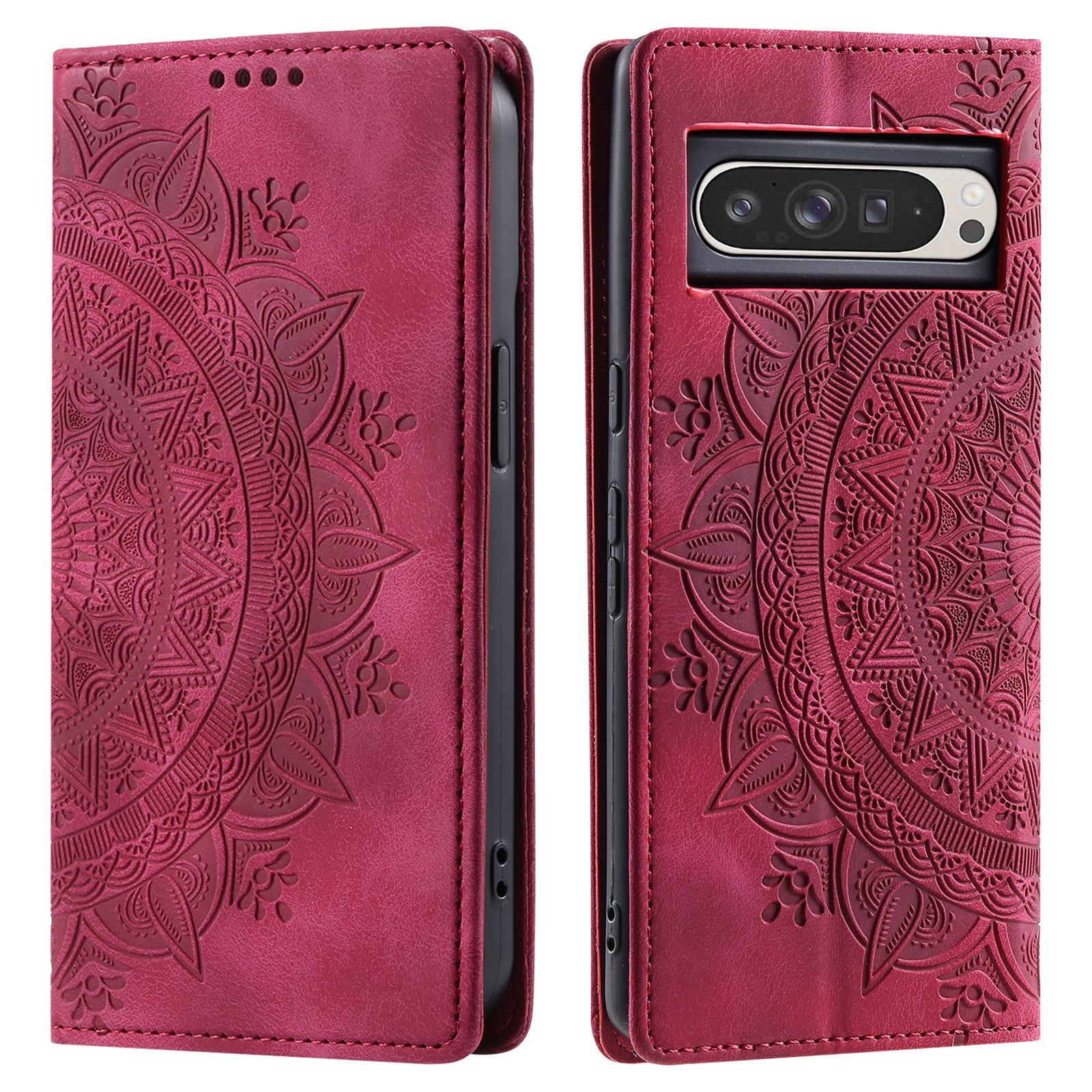 

Style-010 For Google Pixel 10 Pro XL Case Magnetic Closing Leather Phone Cover Pattern Imprinted Rose