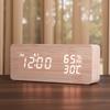 Upgraded Version of Simple Temperature and Humidity Wooden Clock Snooze Silent Alarm Clock LED Wooden Clock Electronic Clock Thermometer