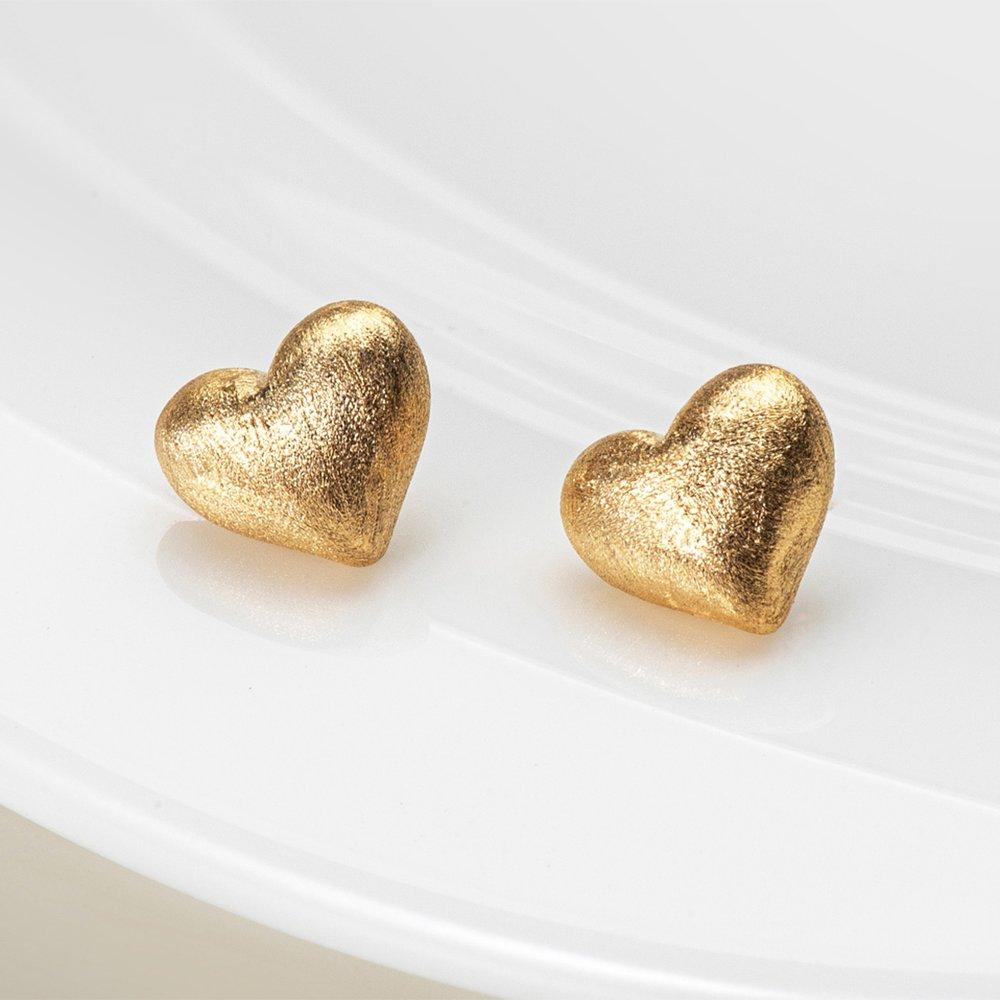 Volume Heart Suji Simple Silver Earrings