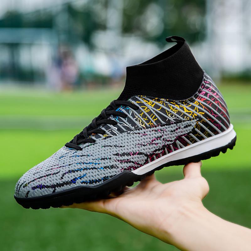 New Spot European Cup Football Shoes Men's High-top Broken Nails Adult Land-making Training Sports Shoes