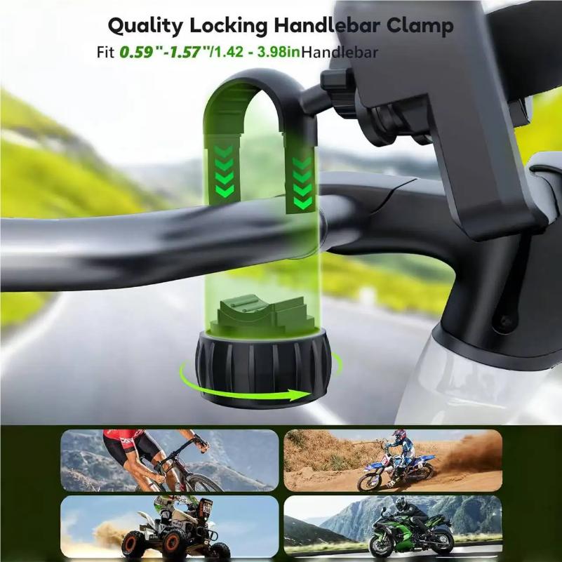 Universal Motorcycle Bike Phone Holder with Vibration Dampener, Adjustable Handlebar Mount for iPhone Samsung Smartphones