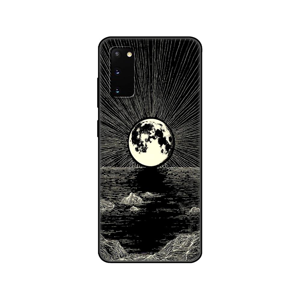 Black Tpu Case For Samsung Galaxy S20 /S20 PLUS/S20 ultra/S20+ /S20FE Back Cover  Sun and Moon