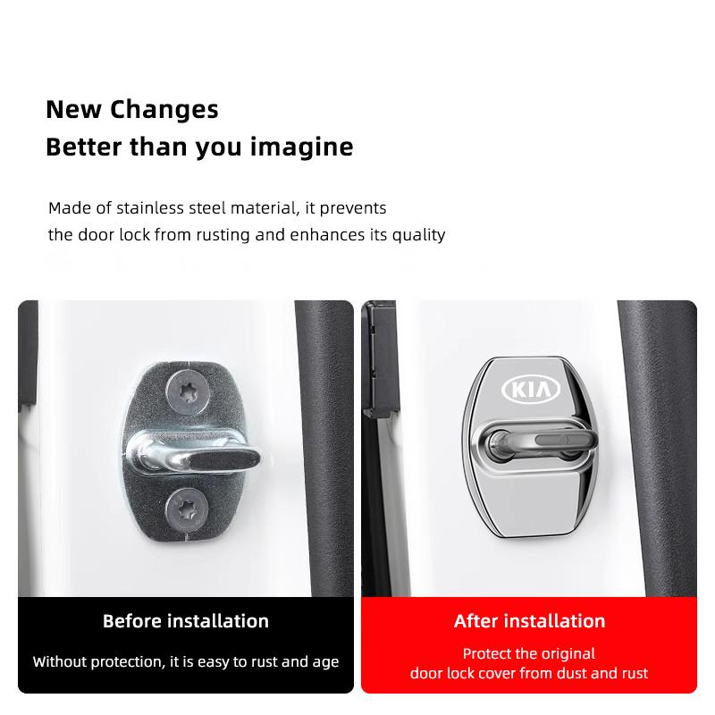Car Door Lock Buckle Cover Metal Rust Proof Door Lock Cover Valve For KIA K9 Sportage Niro K5 Carnival EV6 EV9 EV3 K8 Stinger K4